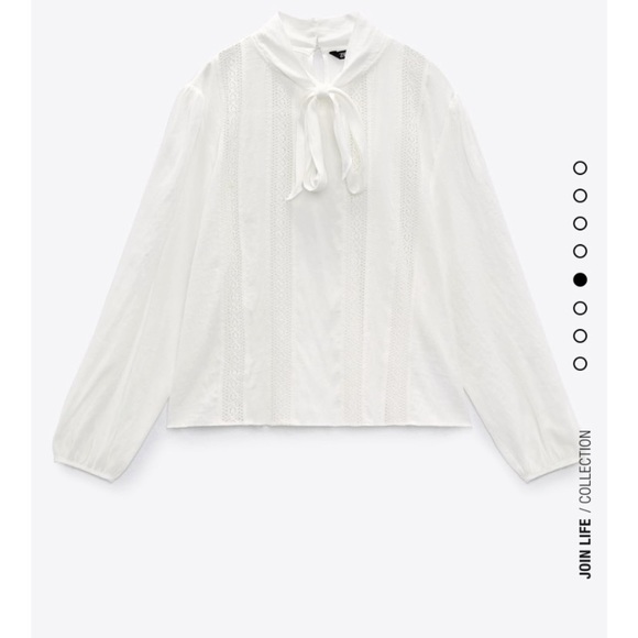 ROMANTIC BLOUSE WITH TIE OYSTER WHITE SIZE XXL - Picture 7 of 9